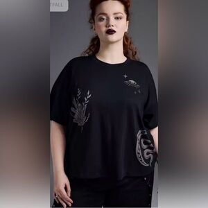 Night Fall By Torrid Size 5(5X)(28) Black & Gray Heritage Jersey Shirt Tee Top